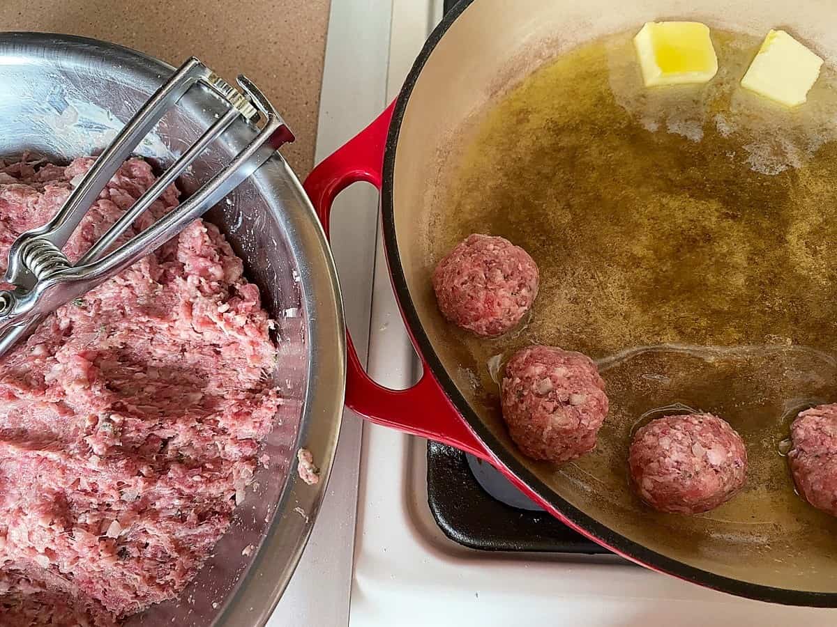 Form Meatballs and Place in Hot Skillet or Saute Pan