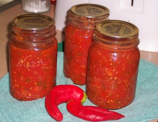 Jars of Homemade Garden Tomato Salsa