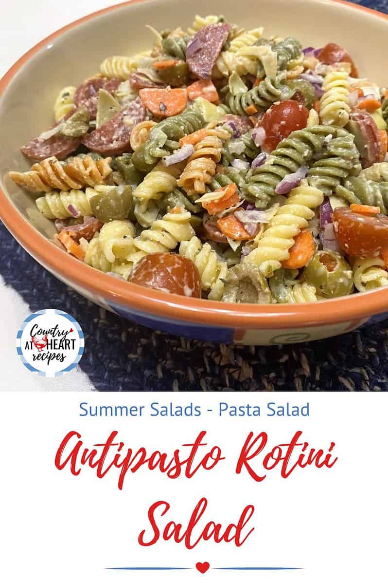 Pinterest Pin - Antipasto Rotini Salad
