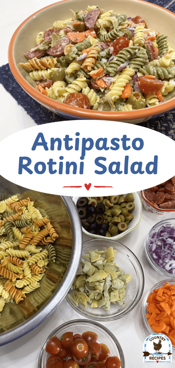 Pinterest Long Pin - Antipasto Rotini Salad