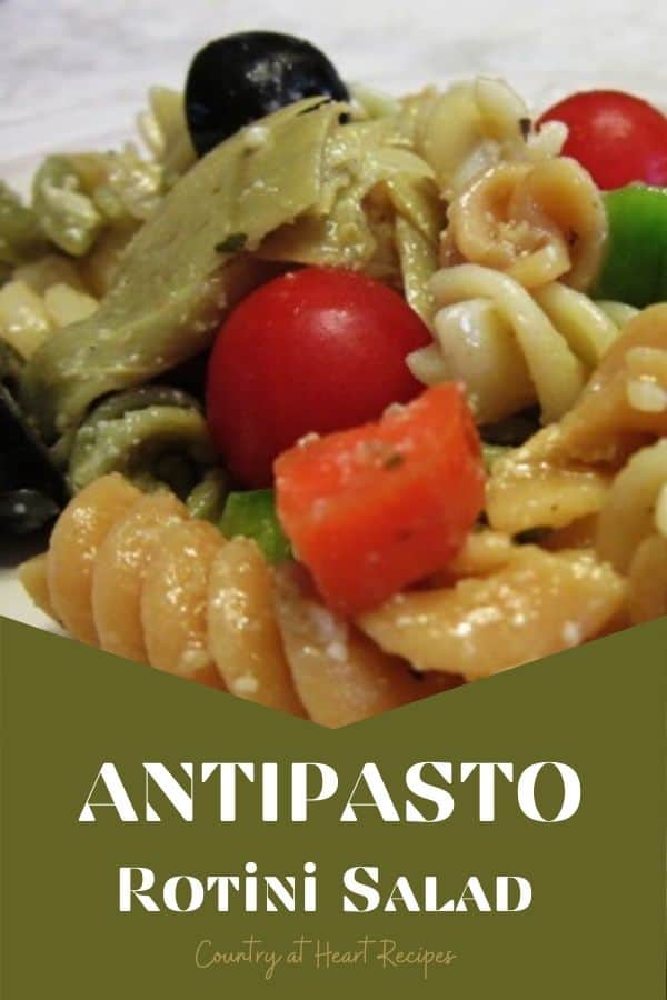 Pinterest Pin - Antipasto Rotini Salad