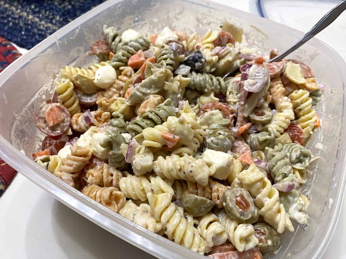 Store Pasta Salad in a Tightly Covered Container in the Refrigerator
