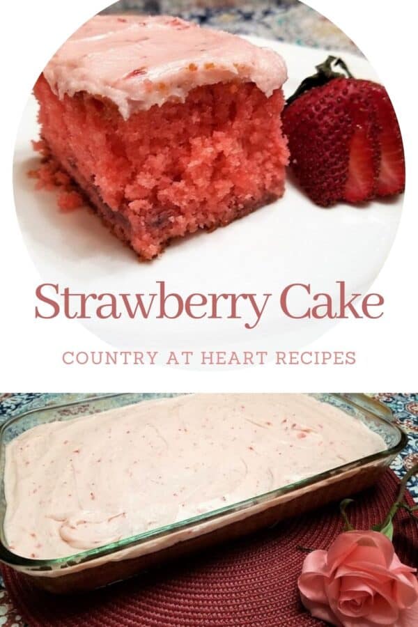 Pinterest Pin -- Strawberry Cake
