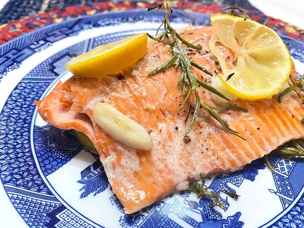 Serving Wild-Caught Sockey Salmon with Lemon and Herbs