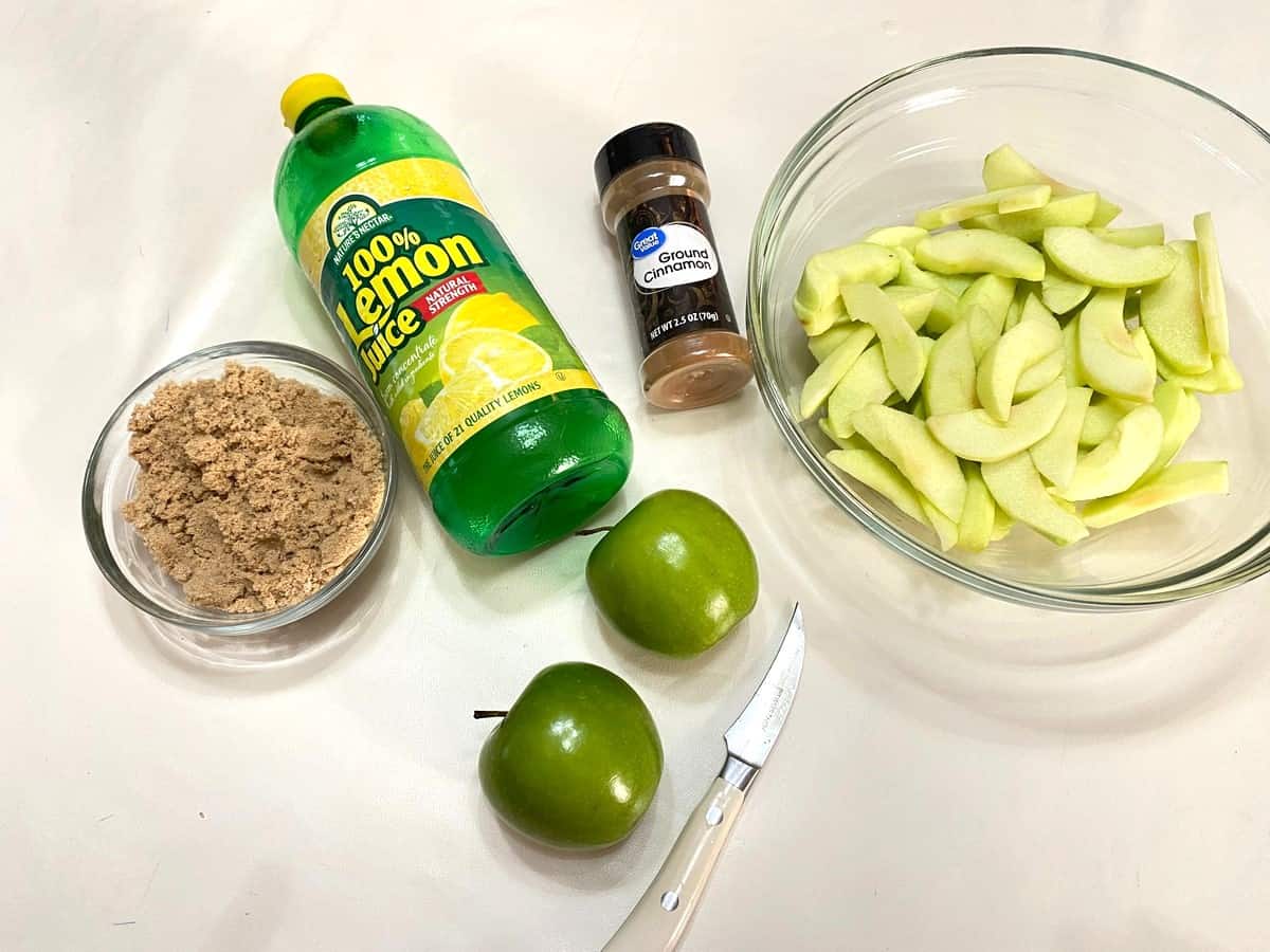 Mix Filling Ingredients into Par Cooked Apples