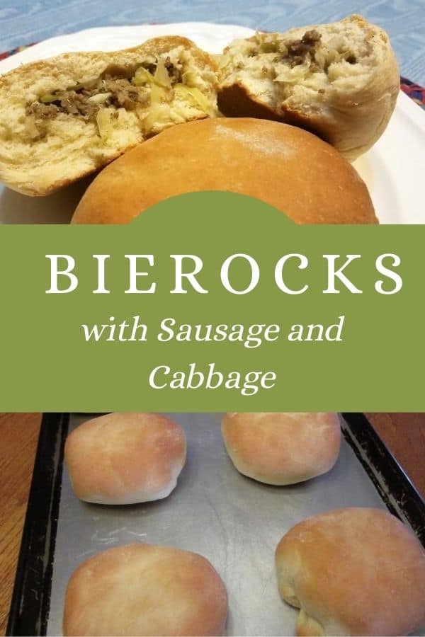 Pinterest Pin - Bierocks with Sausage and Cabbage