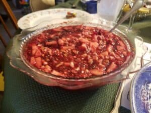 Serving Cranberry Jello Salad for Thanksgiving