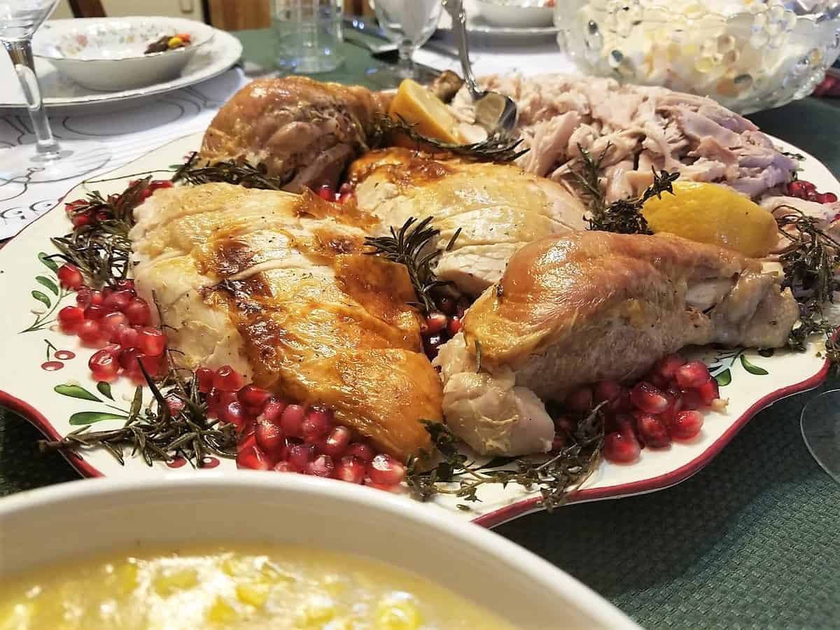 Serving Turkey for Thanksgiving Dinner