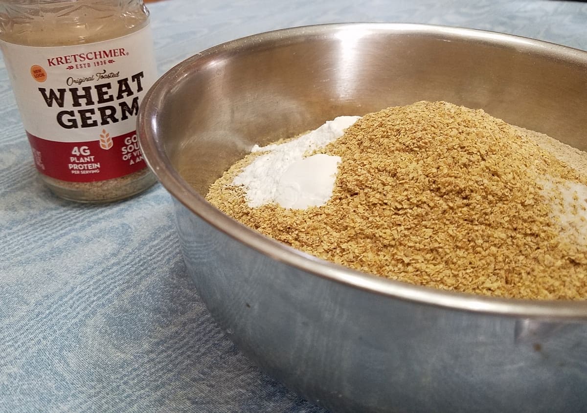 Dry Ingredients - Whole Wheat Flour, Wheat Germ, Baking Soda, and Salt
