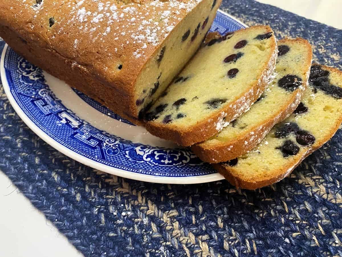 Serve Sliced Blueberry Poundcake for a Summer Dessert