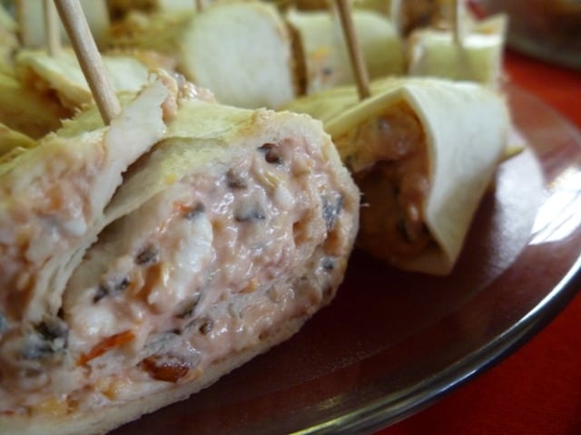 Close-up of Tortilla Pinwheels with Toothpicks