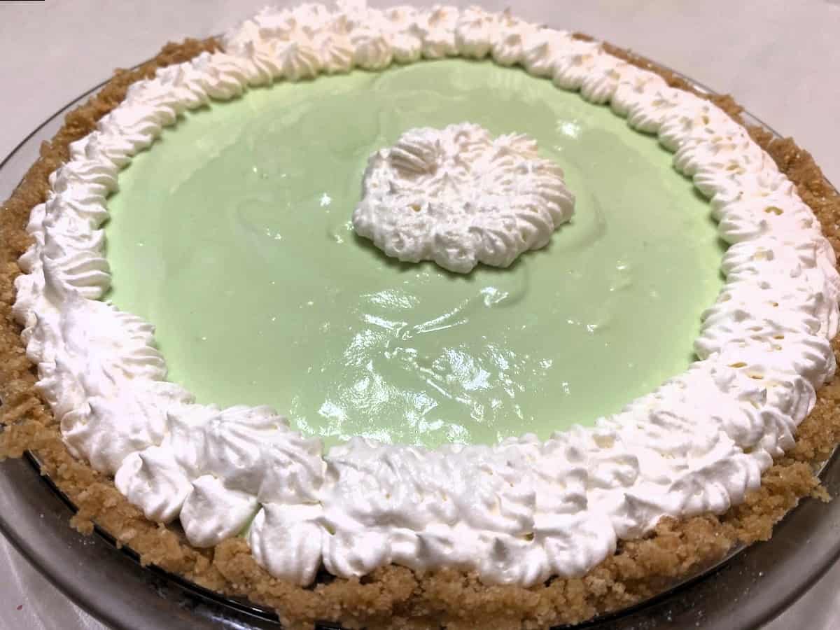 Decorated Key Lime Pie Ready for Freezing
