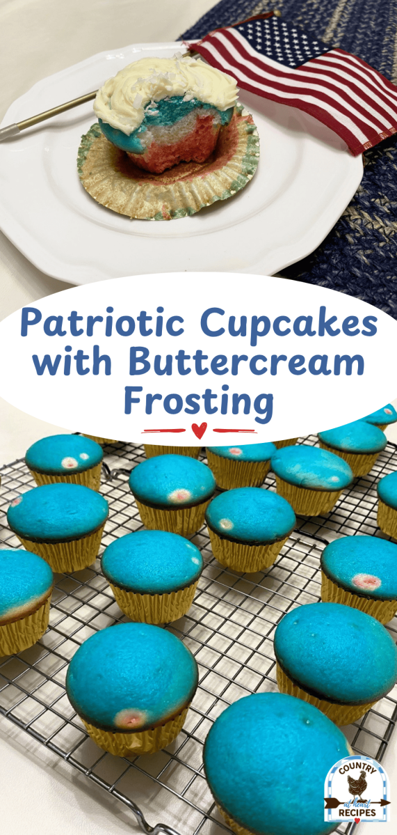 Pinterest Long Pin - Patriotic Cupcakes with Buttercream Frosting