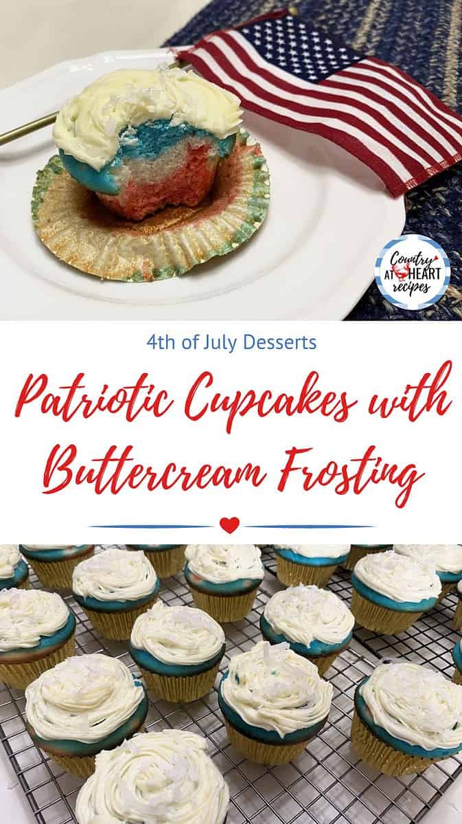 Pinterest Pin - Patriotic Cupcakes with Buttercream Frosting