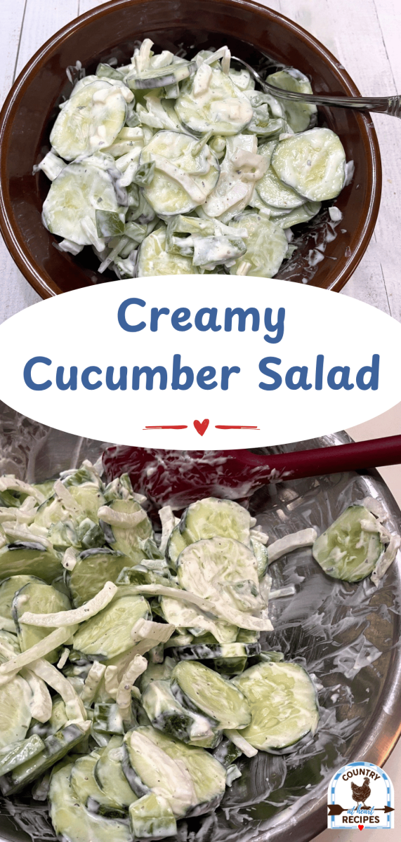 Pinterest Long Pin - Creamy Cucumber Salad