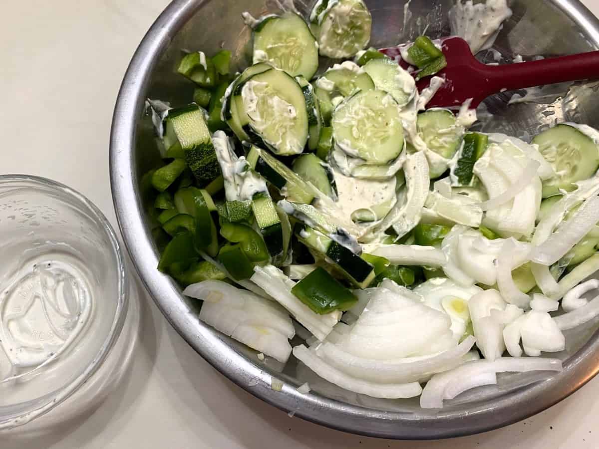 Carefully Fold Dressing into the Vegetables
