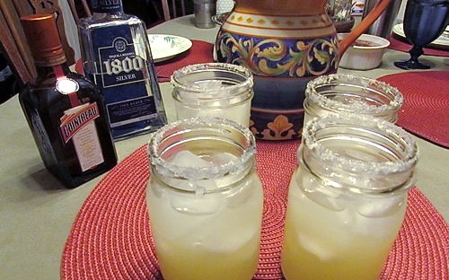 Margaritas Served in Canning Jars