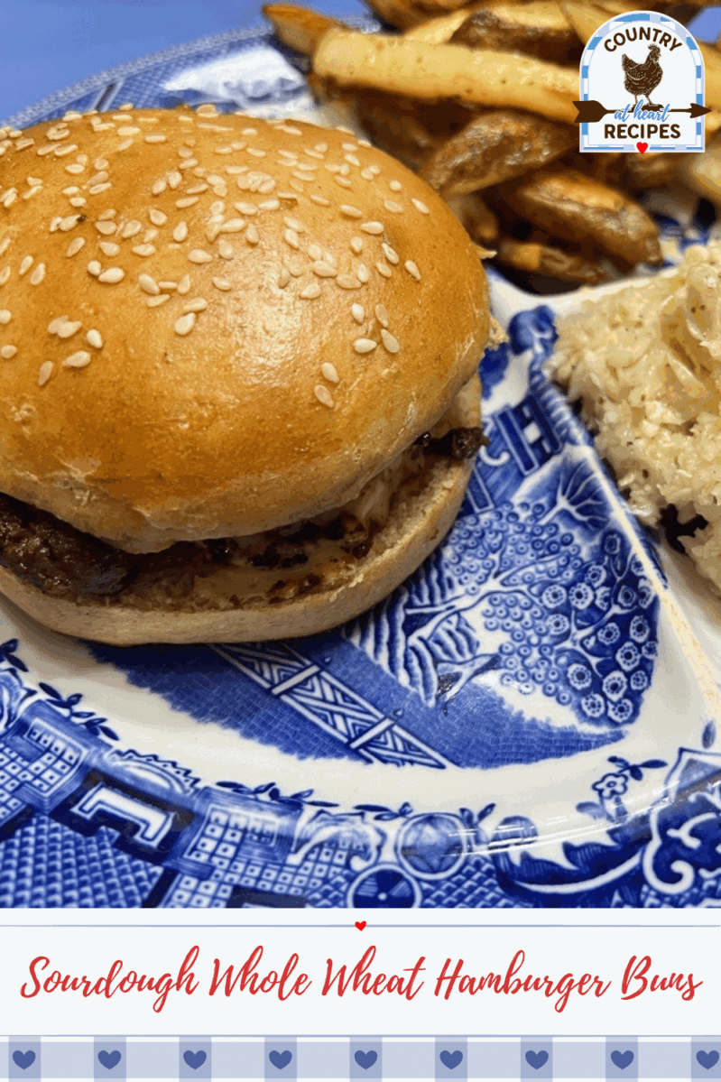 Pinterest Pin - Sourdough Whole Wheat Hamburger Buns
