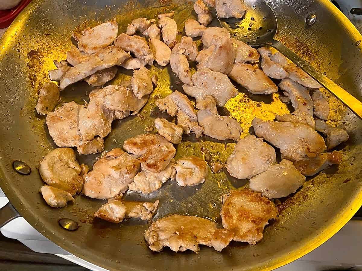 Brown the Pieces of Chicken in Olive OIl