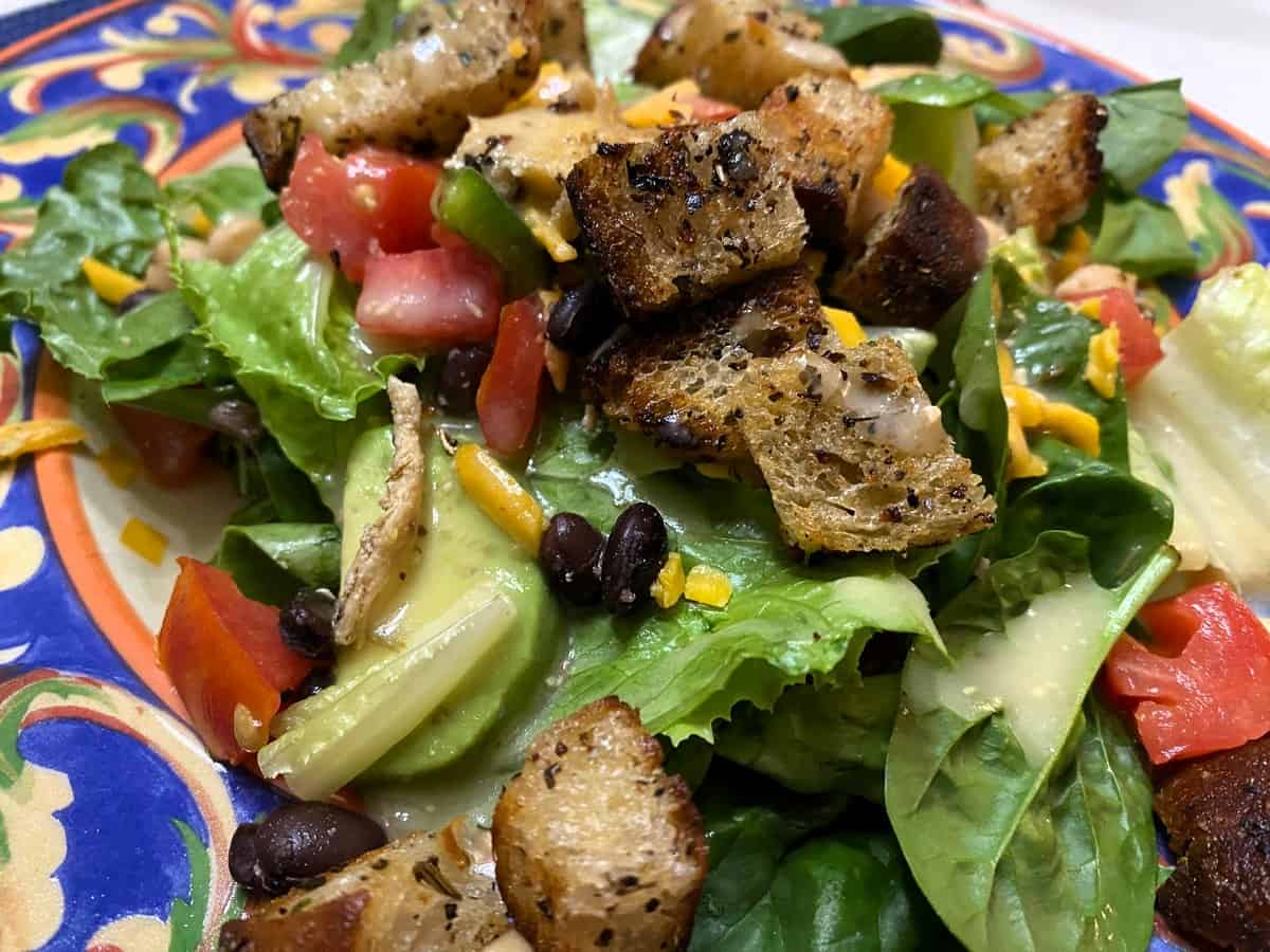 Add Your Favorite Italian Dressing and Croutons to the Salad