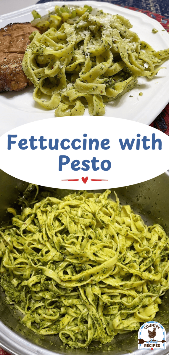 Pinterest Long Pin - Fettuccine with Pesto
