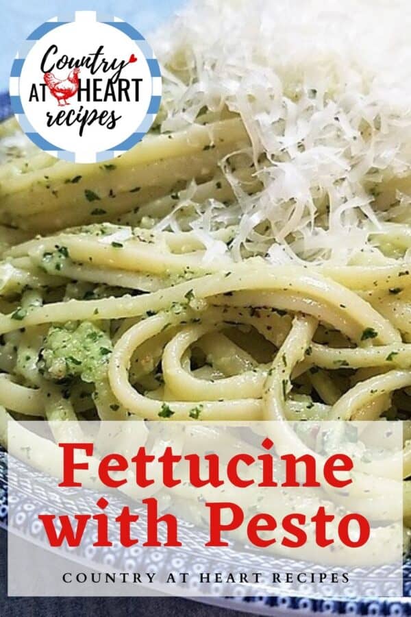 Pinterest Pin - Fettucine with Pesto