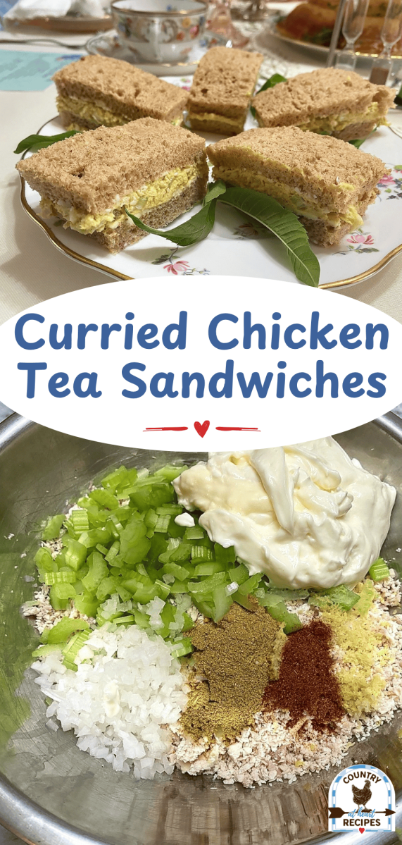 Pinterest Long Pin - Curried Chicken Tea Sandwiches