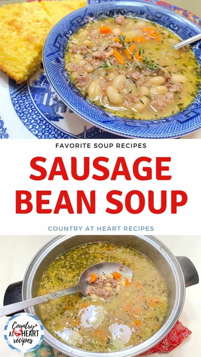 Pinterest Pin - Sausage Bean Soup