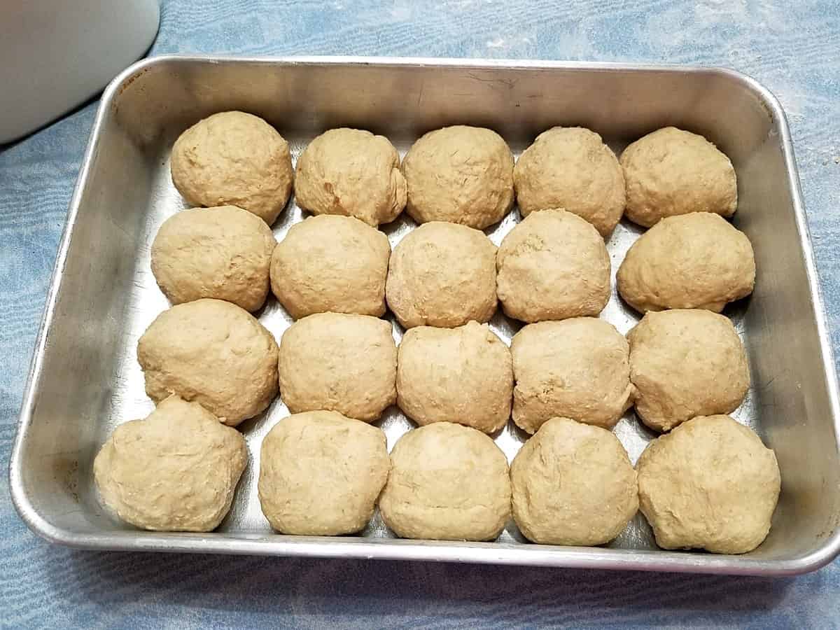 Balls of Dough in Greased Pan