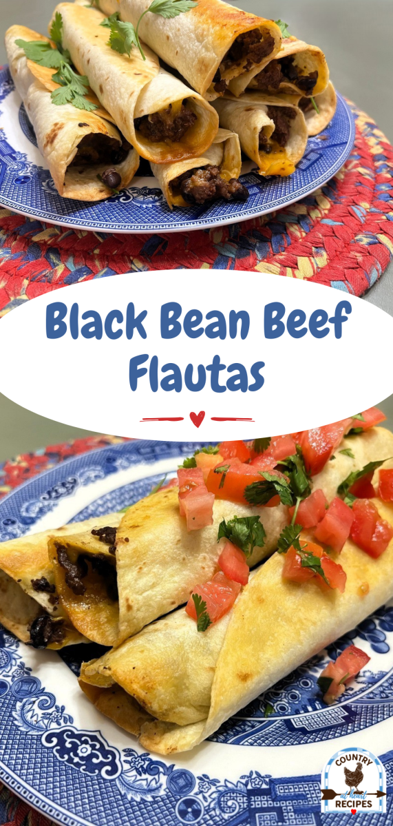 Pinterest Long Pin - Black Bean Beef Flautas