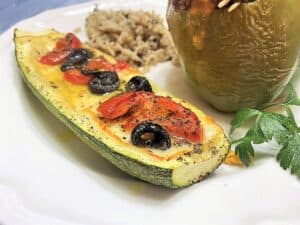 Serve Zucchini Boats with Stuffed Bell Peppers