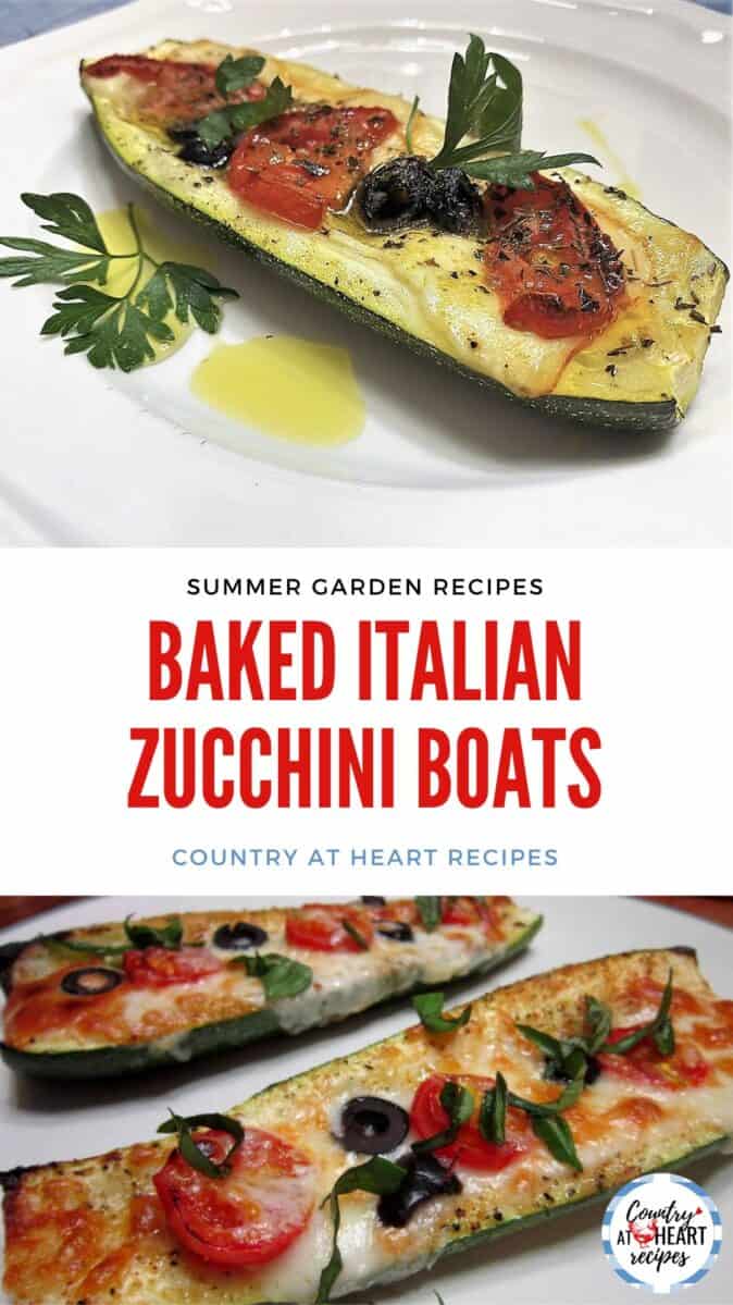 Pinterest Pin - Baked Italian Zucchini Boats