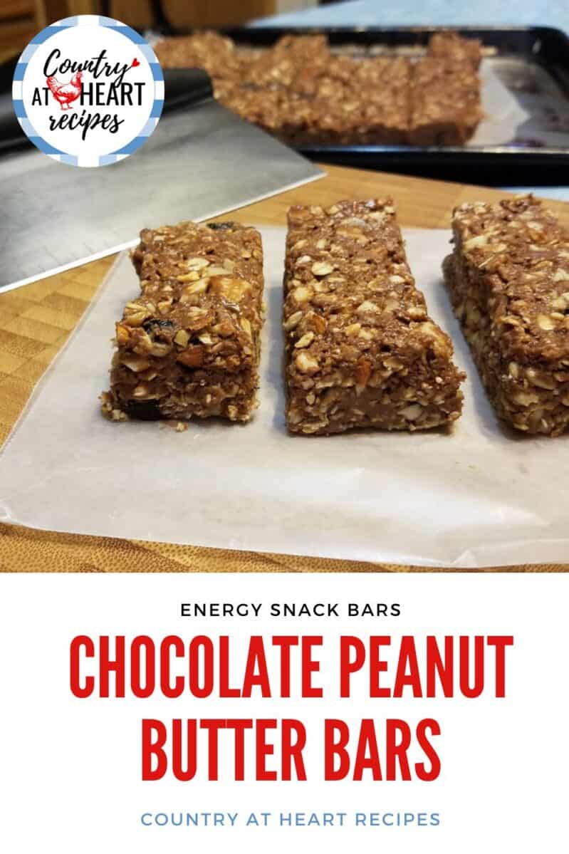 Pinterest Pin - Chocolate Peanut Butter Bars - Snack Bars