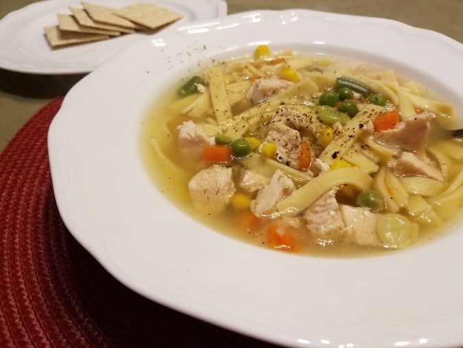 Chicken Noodle Soup with Amish Egg Noodles - Serve with Saltine Crackers