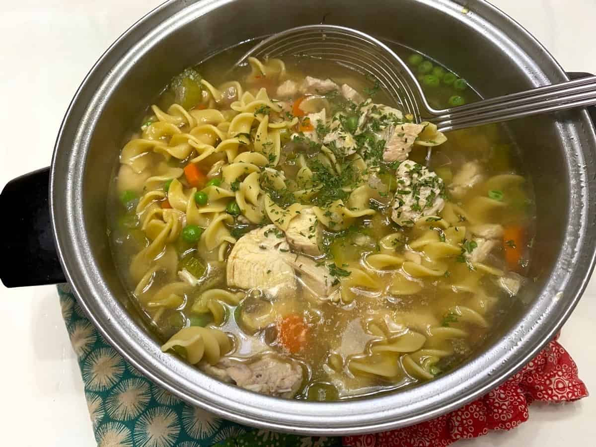 Add Chicken to Soup and Finish Cooking