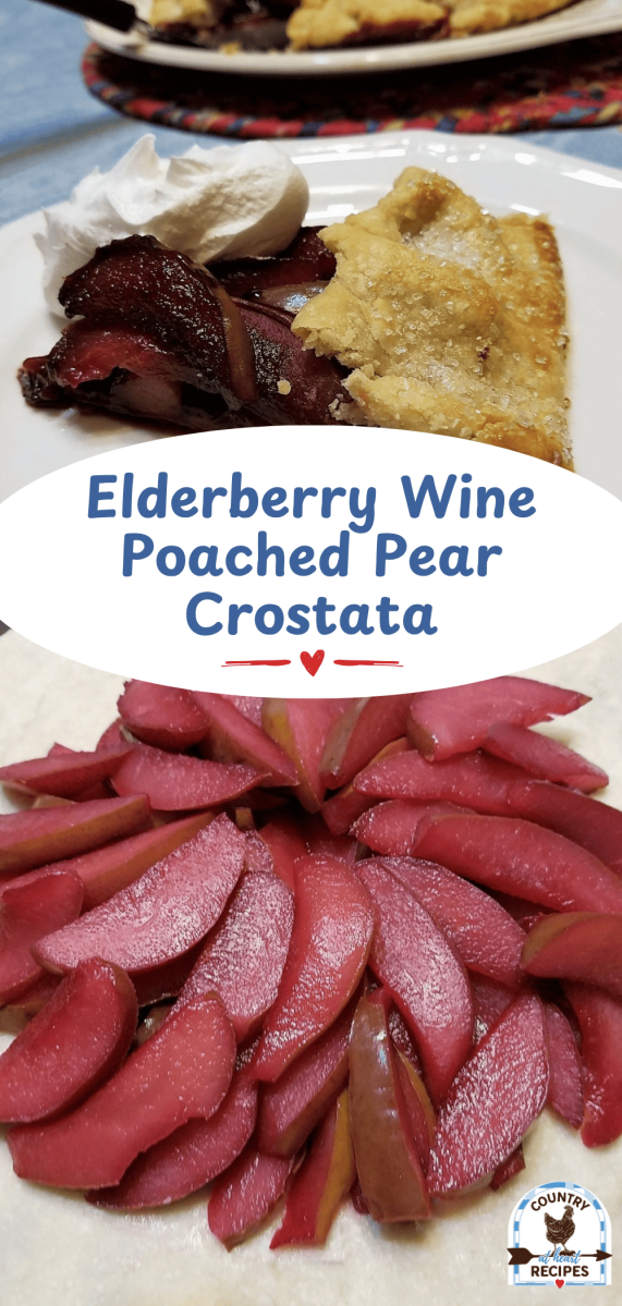Pinterest Long Pin - Elderberry Wine-Poached Pear Crostata