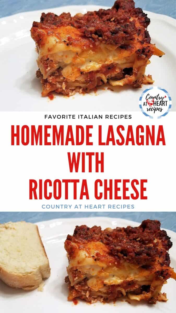 Pinterest Pin - Homemade Lasagna with Ricotta Cheese