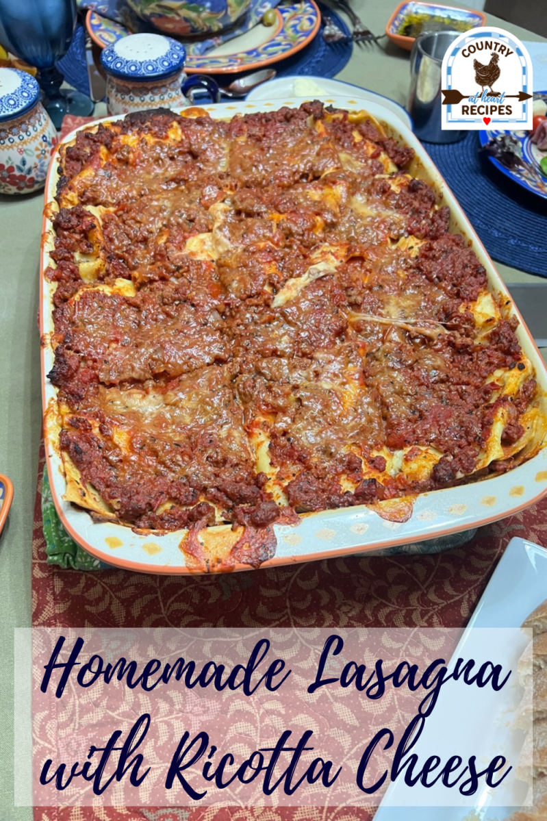 Pinterest Pin - Homemade Lasagna with Ricotta Cheese