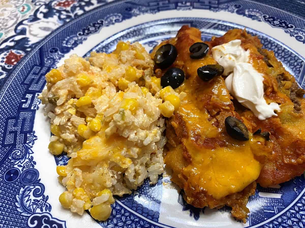 Serve Rice with Beef and Bean Enchiladas