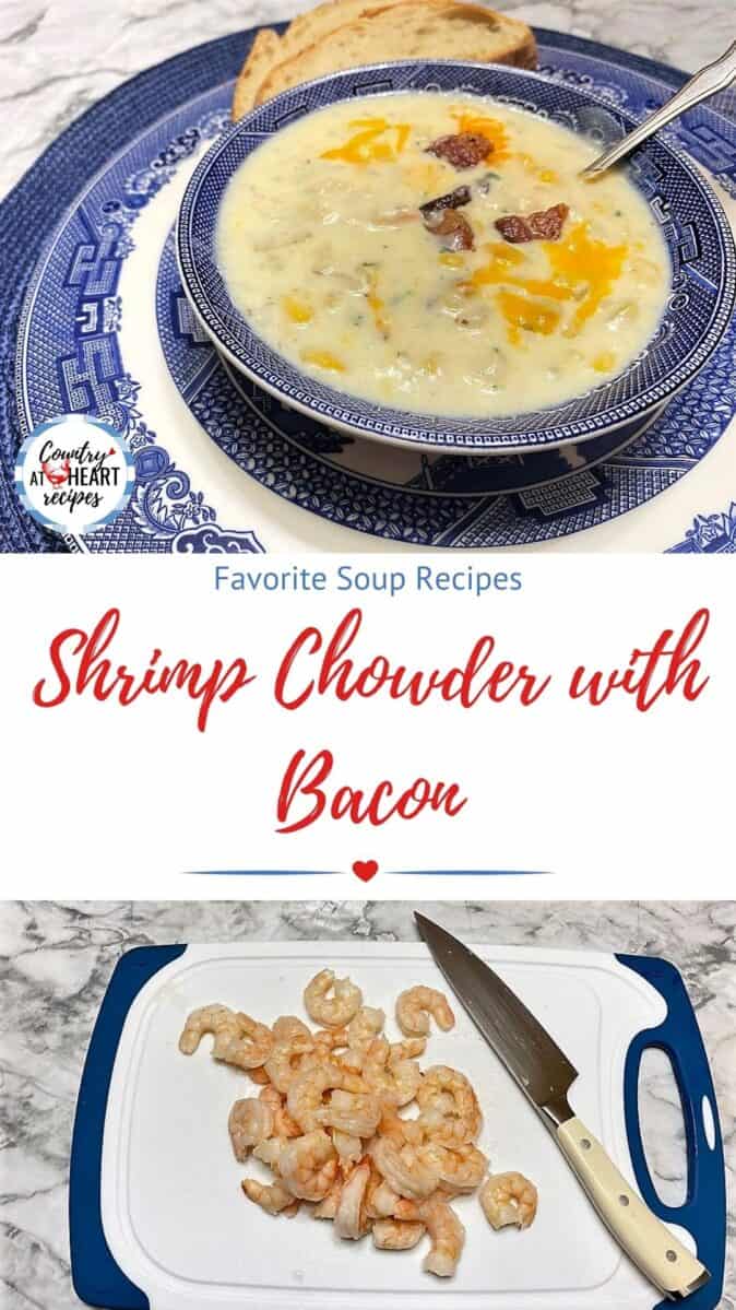 Pinterest Pin - Shrimp Chowder with Bacon