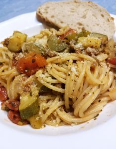 Spaghetti with Sausage and Vegetables
