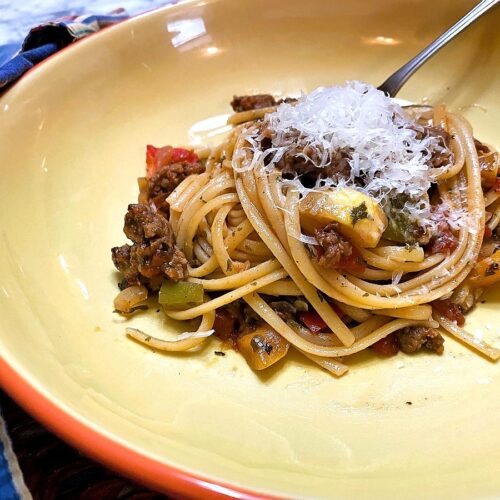 Recipe for Tagliolini with Vegetables and Sausage