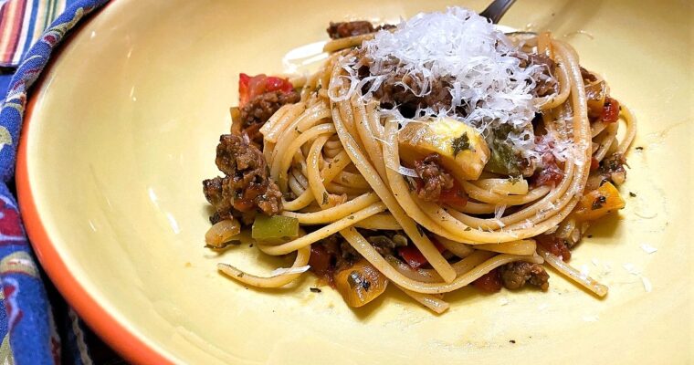 Tagliolini with Vegetables and Sausage