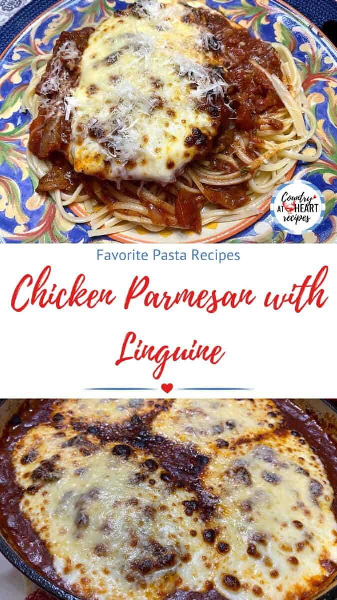 Pinterest Pin - Chicken Parmesan with Linguine