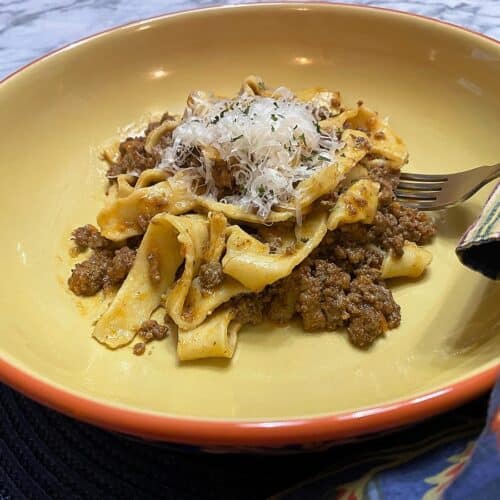 Recipe for Ragu Bolognese with Homemade Pappardelle