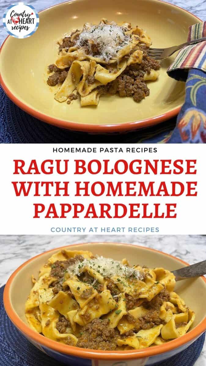 Pinterest Pin - Ragu Bolognese with Homemade Pappardelle