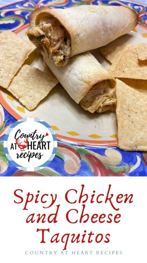 Pinterest Pin - Spicy Chicken and Cheese Taquitos