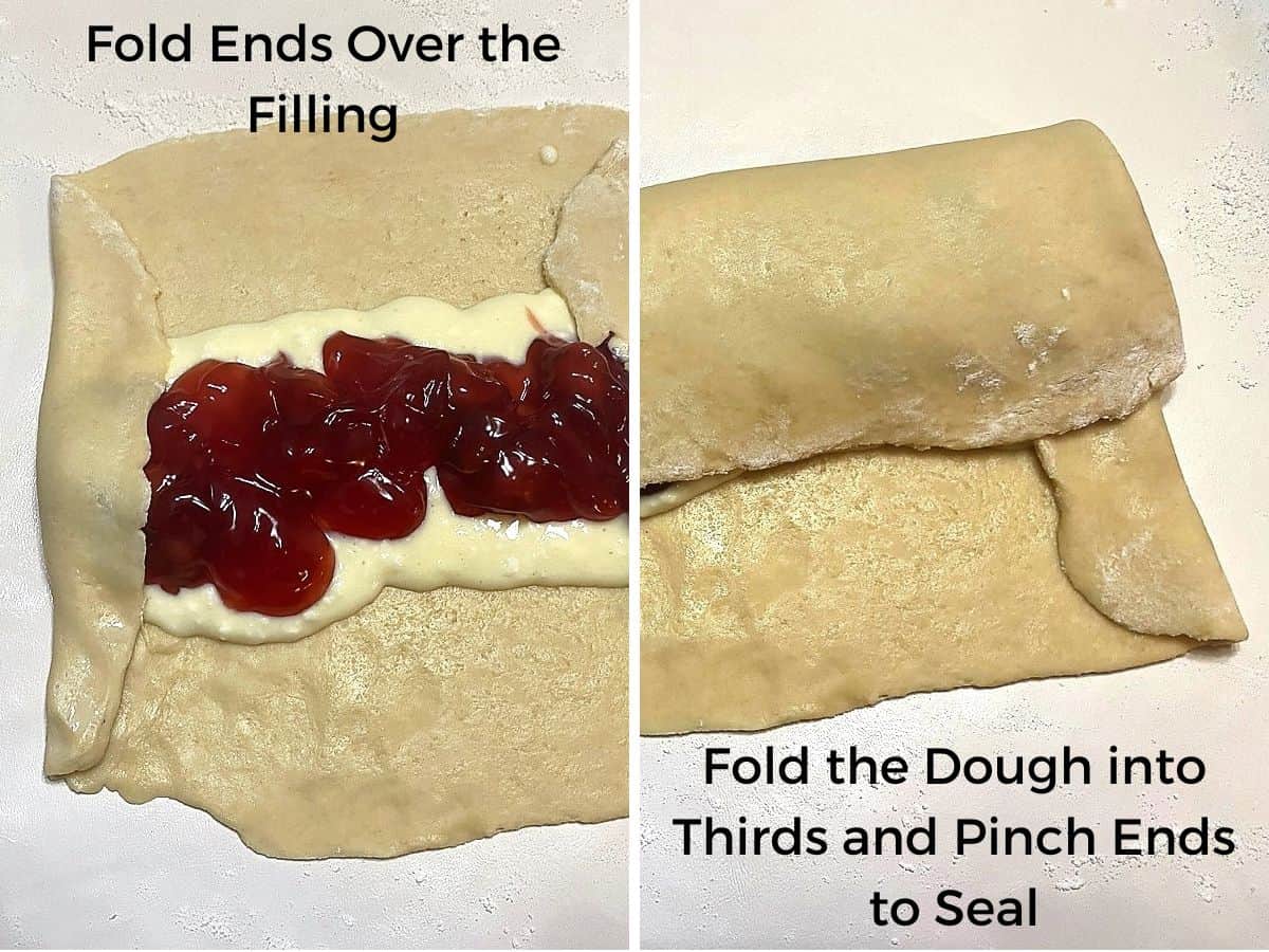 Fold Danish into Thirds and Pinch Ends to Seal