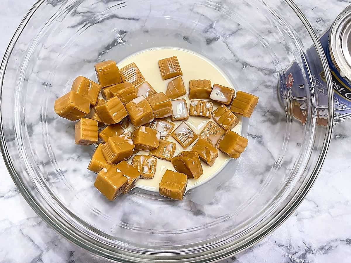 Melting the Caramels with Evaporated Milk