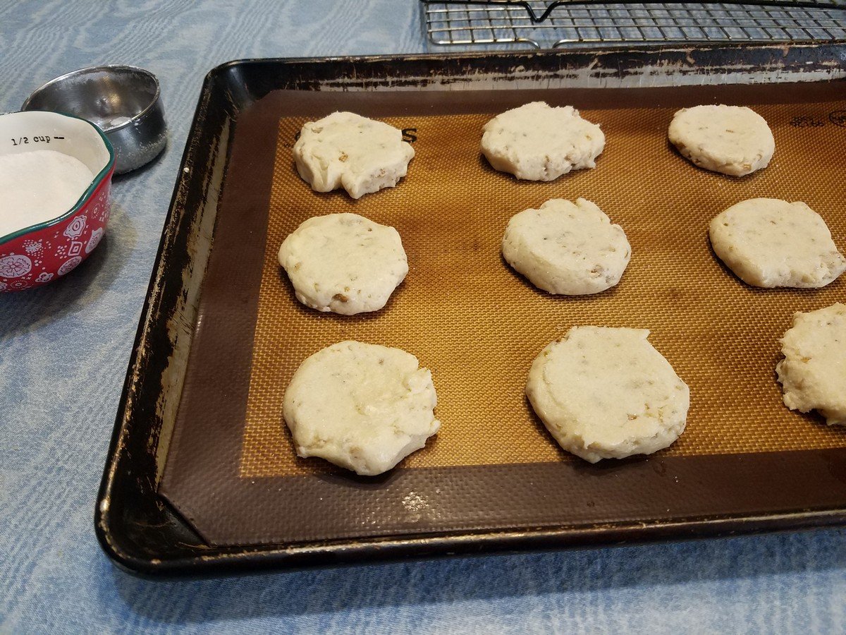 Pressing Cookie Dough with Sugar